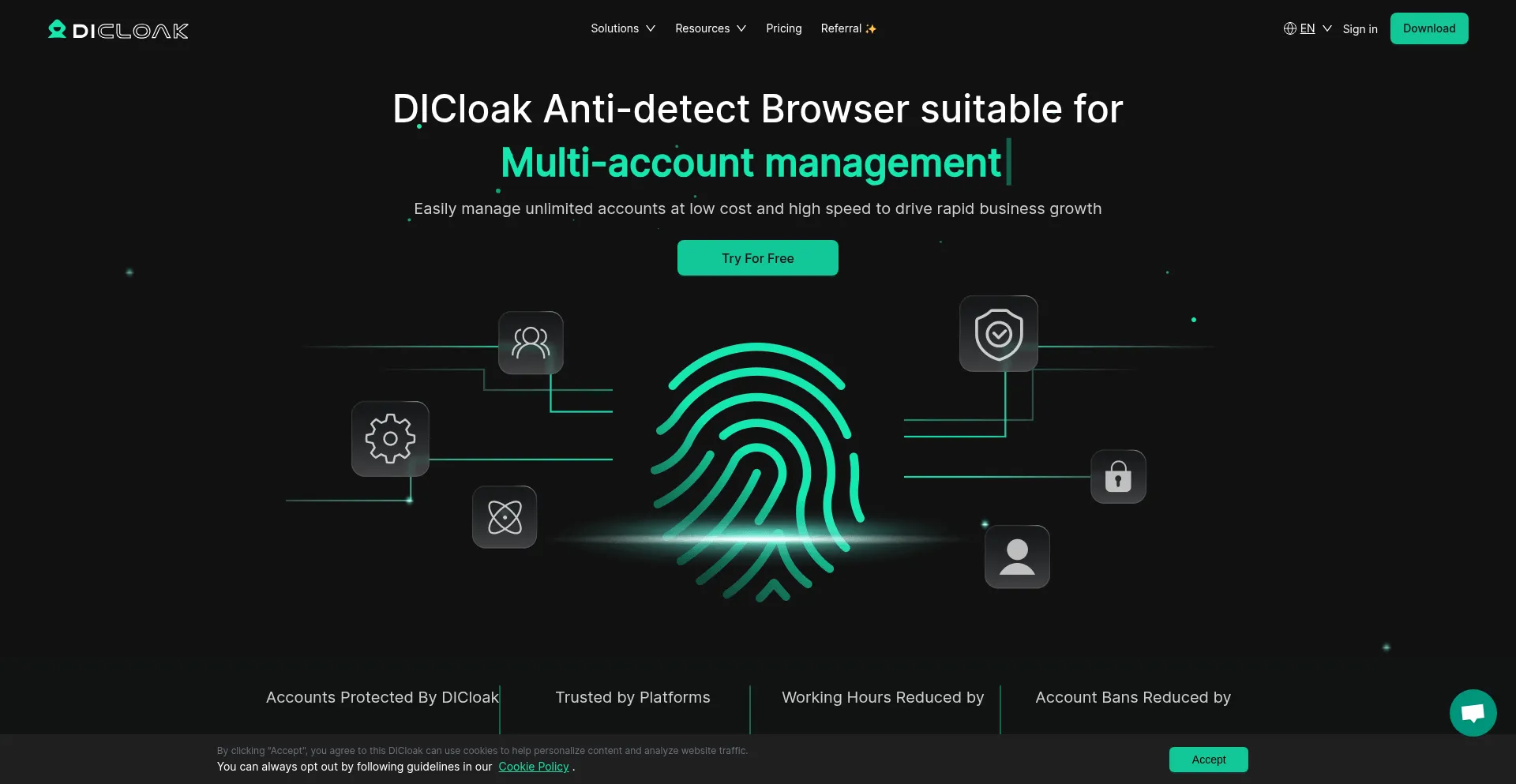 Website screenshot of Dicloak.com