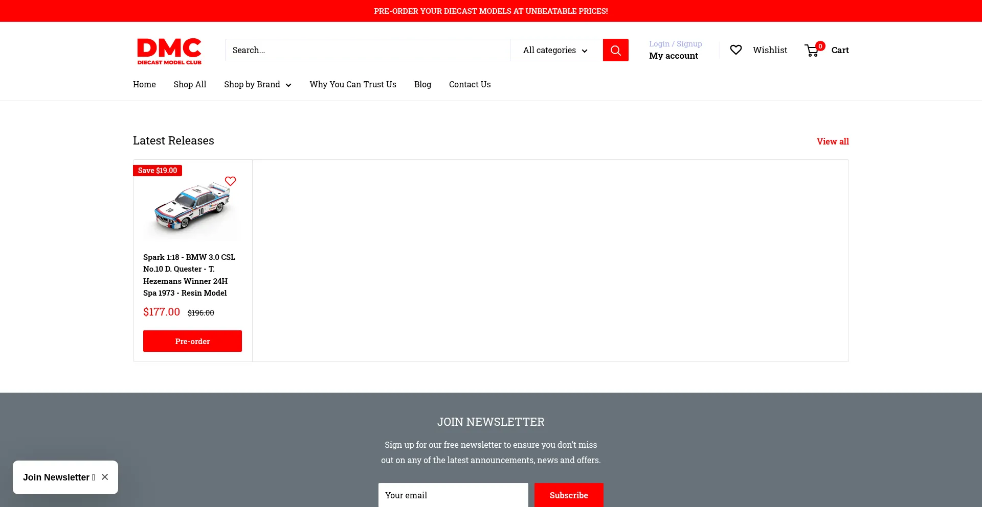 Website screenshot of Diecastmodelclub.co.uk
