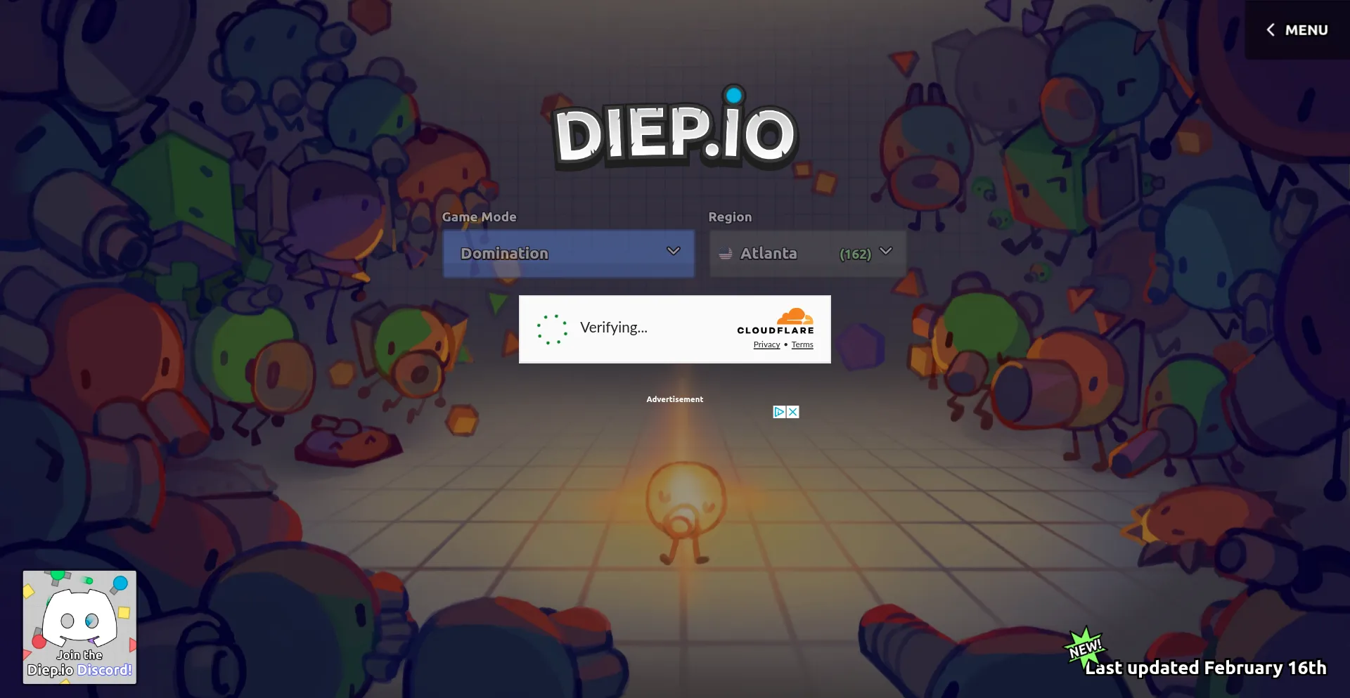 Website screenshot of Diep.io