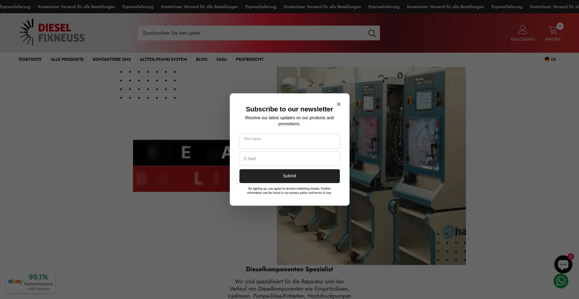 Website screenshot of Dieselfixneuss.com
