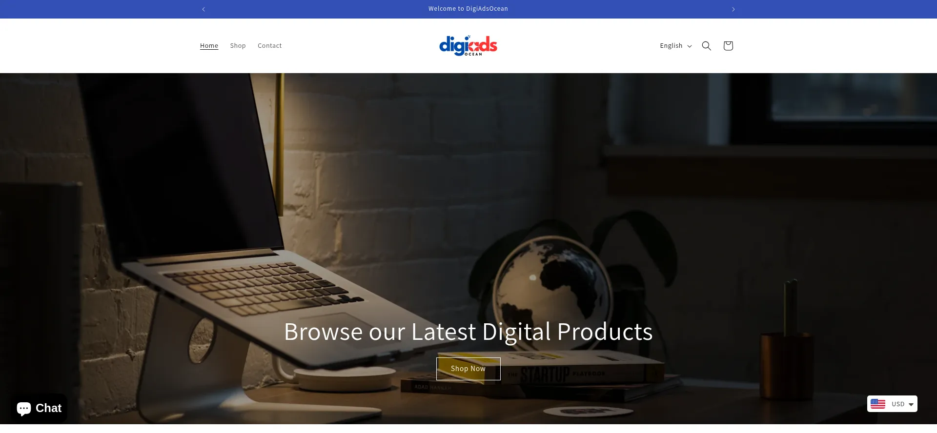 Website screenshot of Digiadsocean.shop