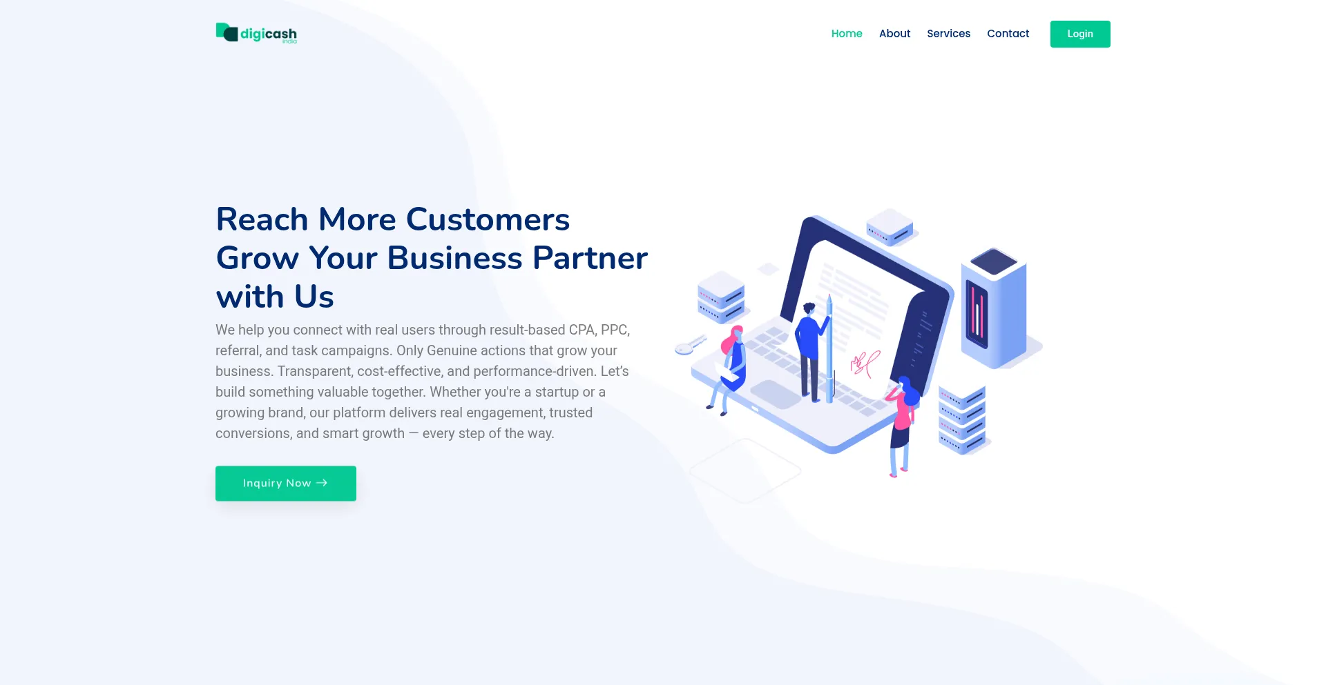 Website screenshot of Digicashindia.in