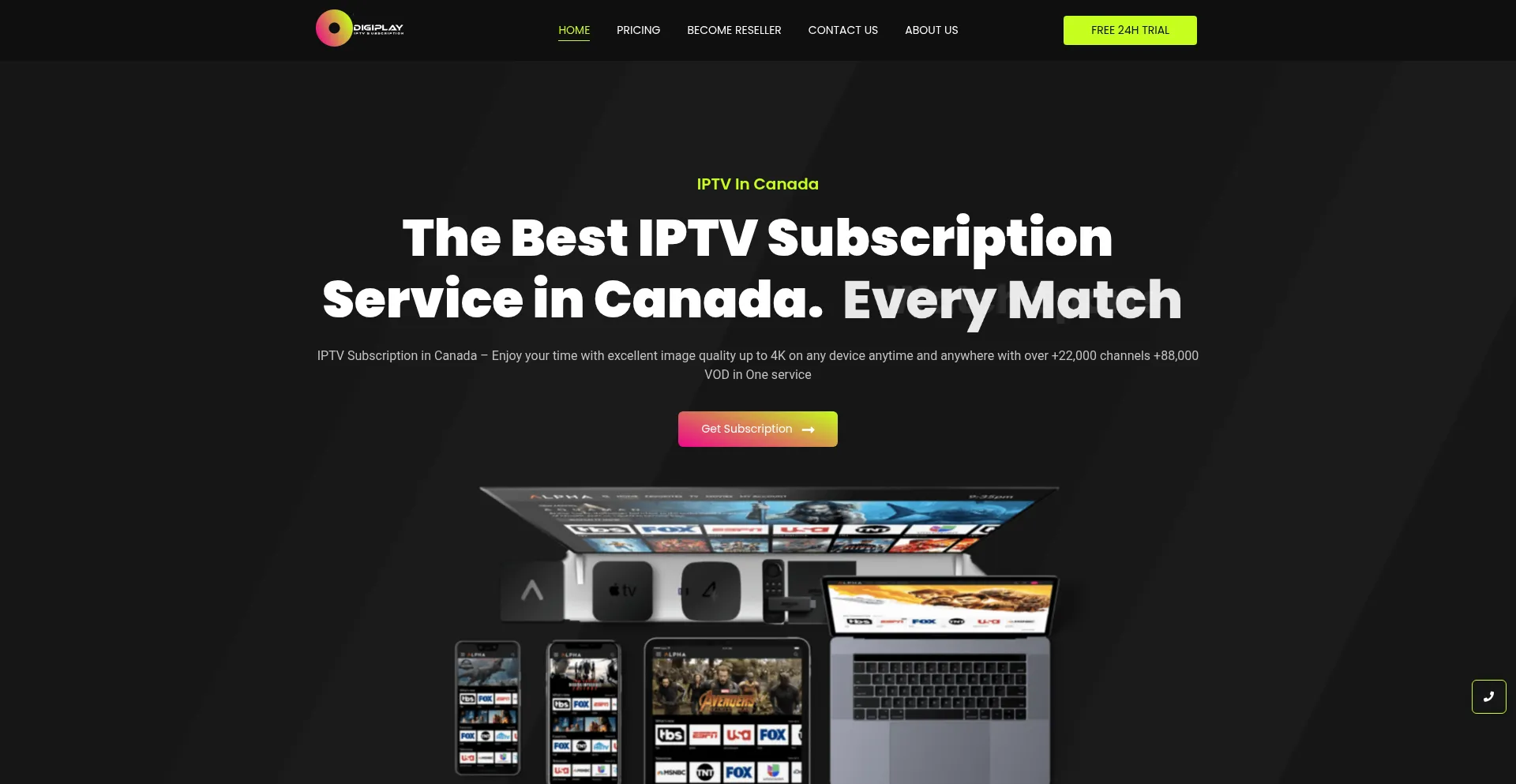 Website screenshot of Digiplay.ca