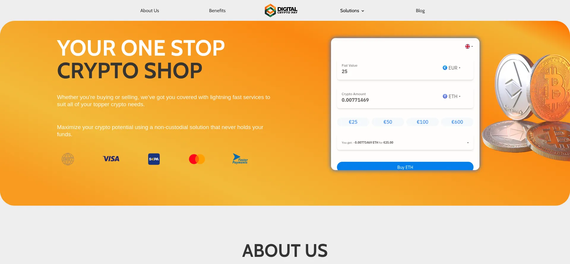 Website screenshot of Digitalcryptopay.com