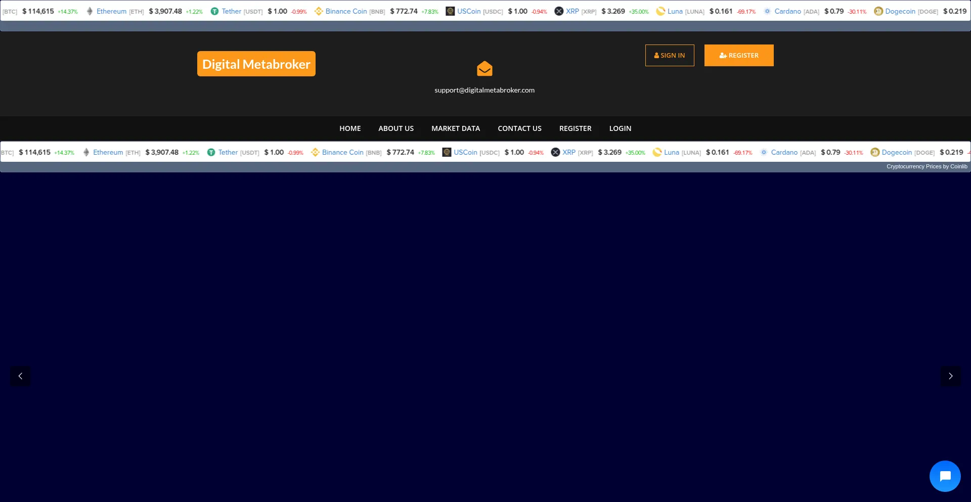 Website screenshot of Digitalmetabroker.com
