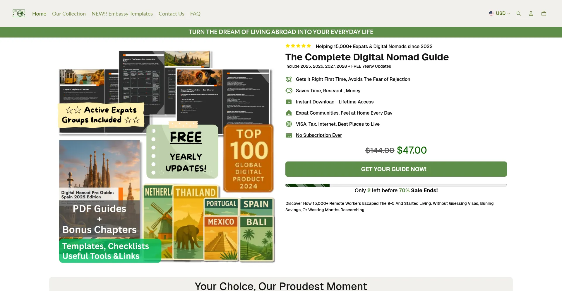 Website screenshot of Digitalnomadway.shop