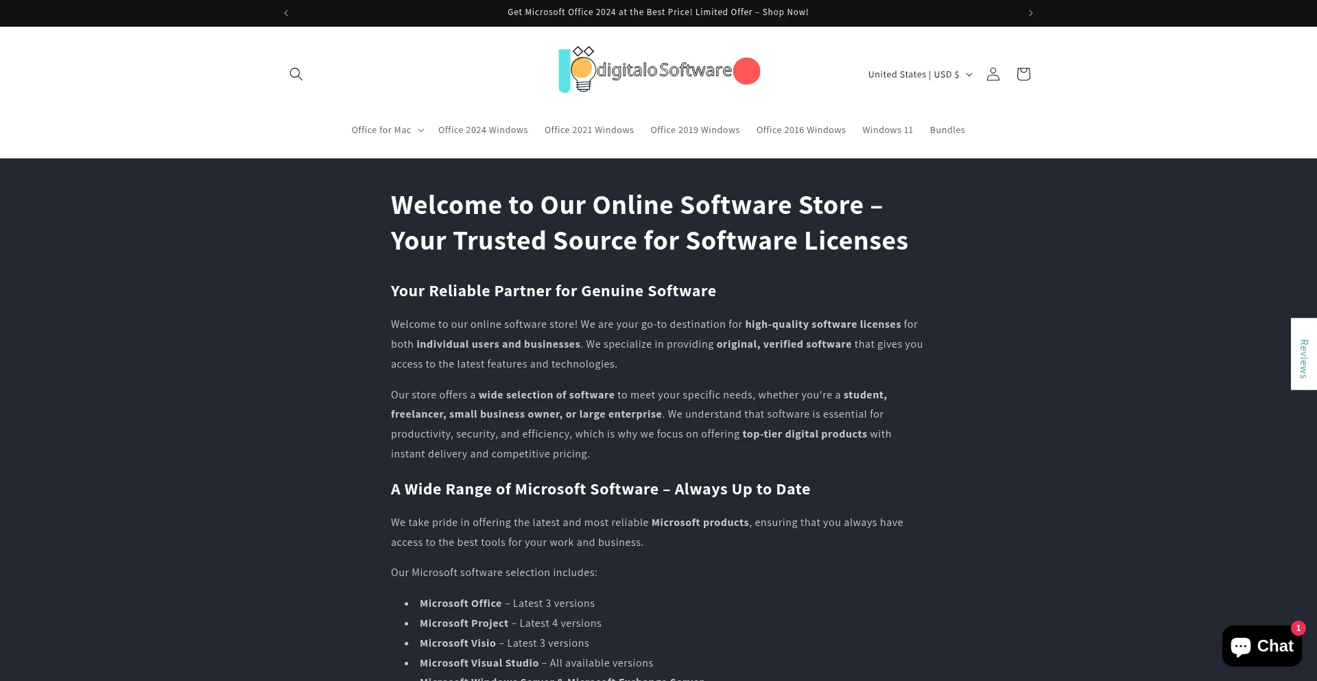 Website screenshot of Digitalo-software.com