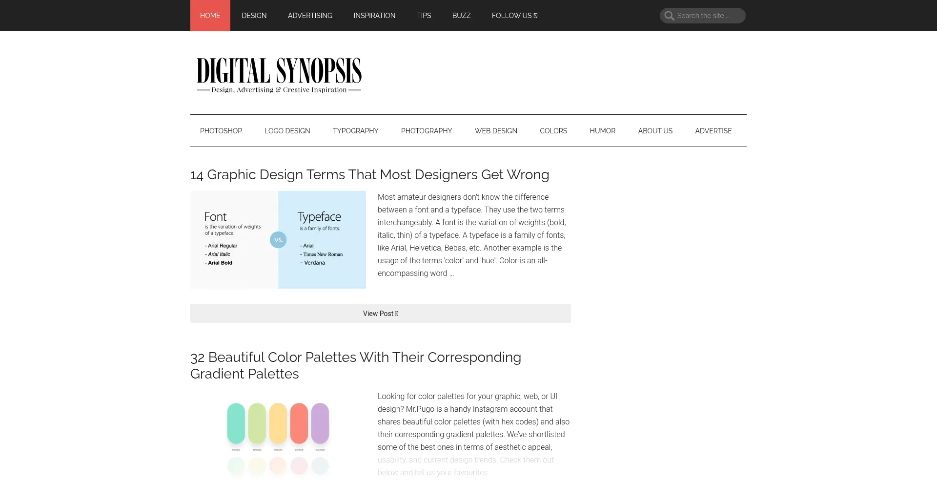 Website screenshot of Digitalsynopsis.com