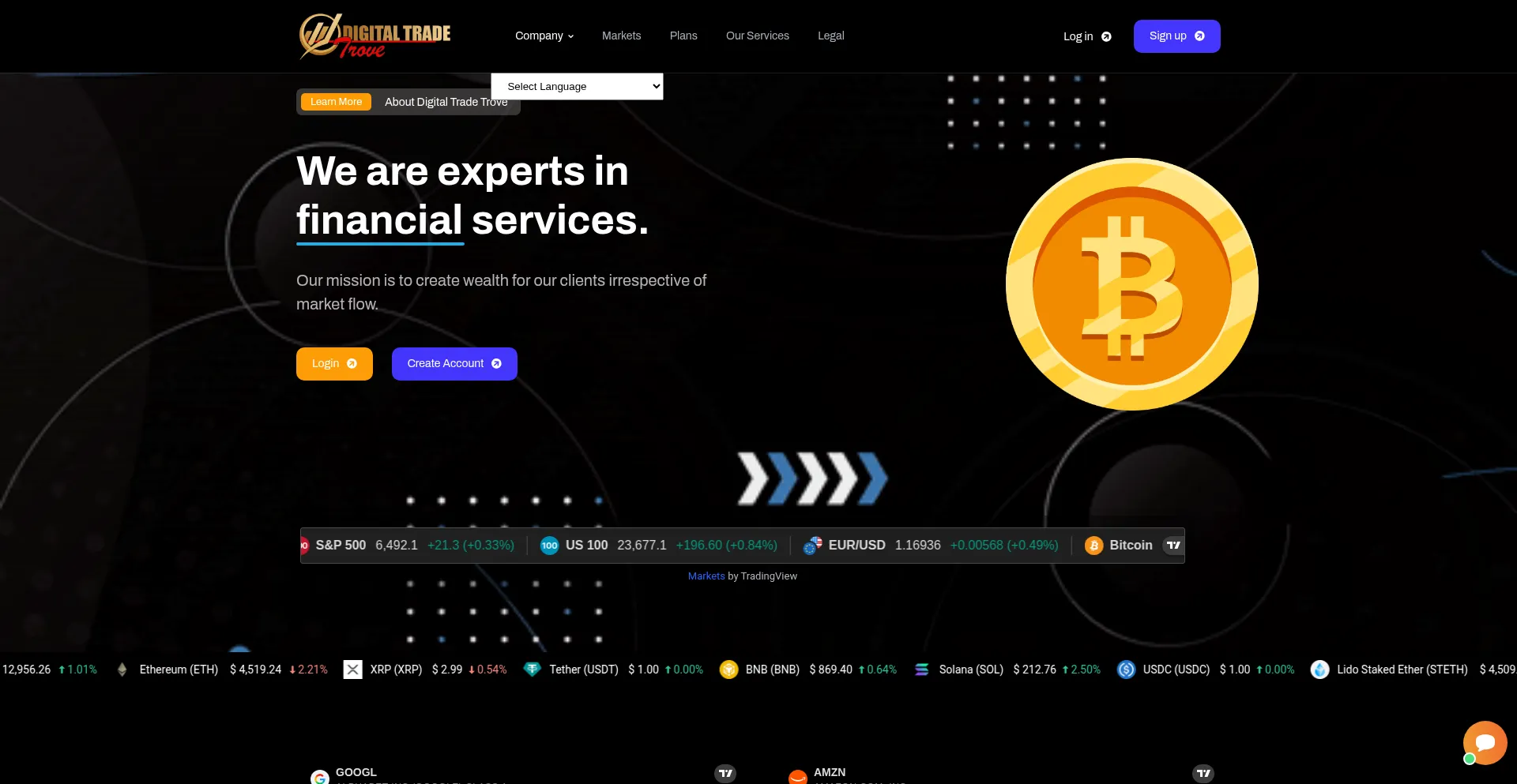 Website screenshot of Digitaltradetrove.com