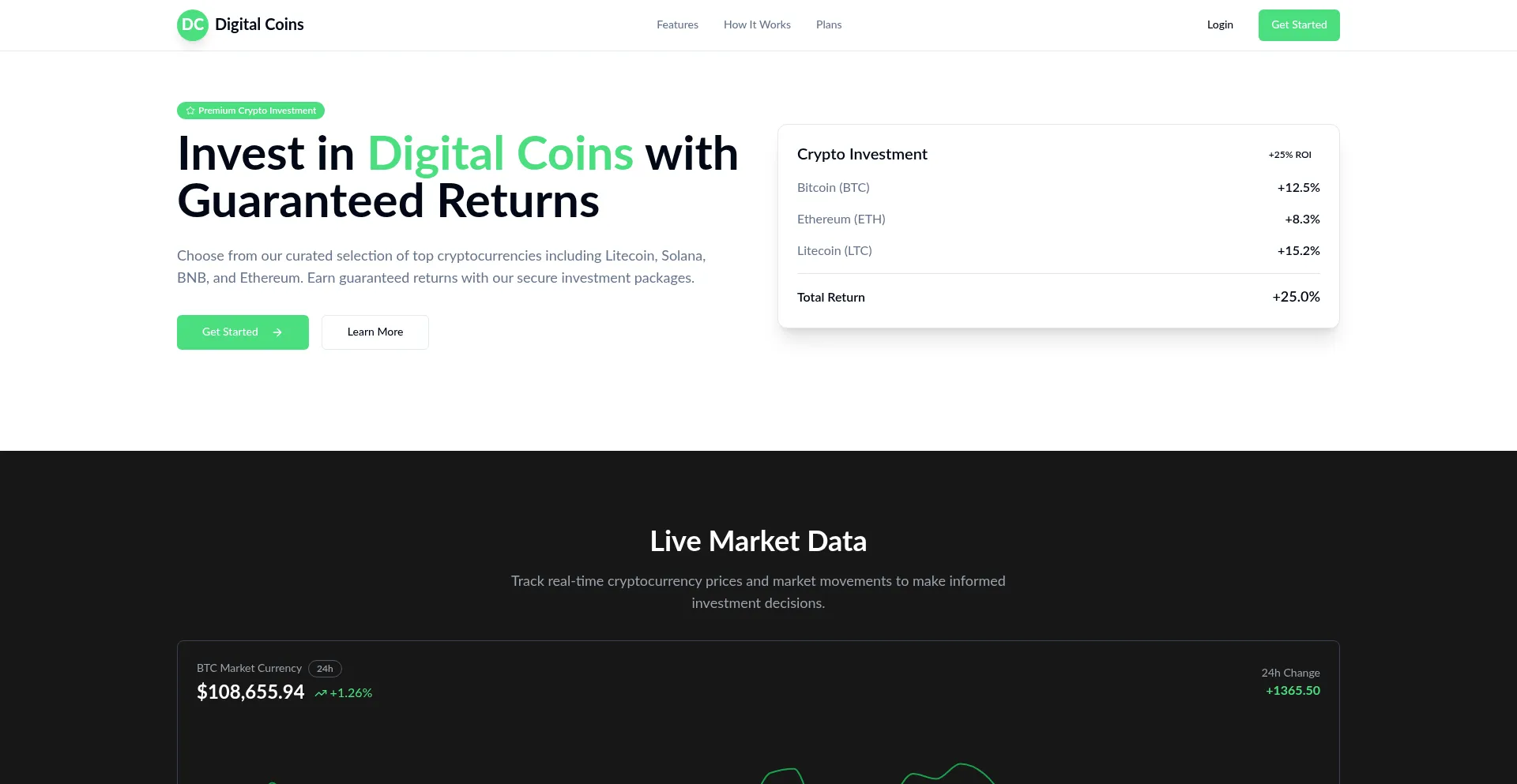 Website screenshot of Digitolcoins.com