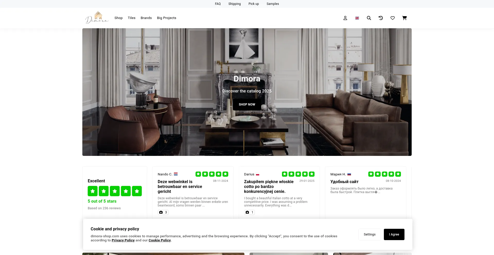 Website screenshot of Dimora-shop.uk