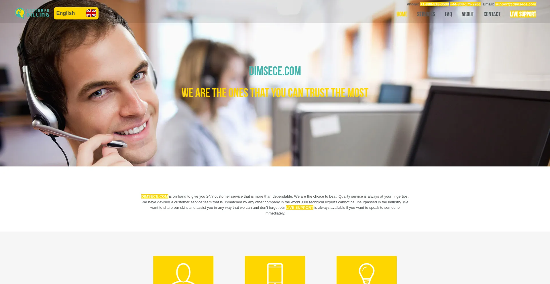 Website screenshot of Dimsece.com