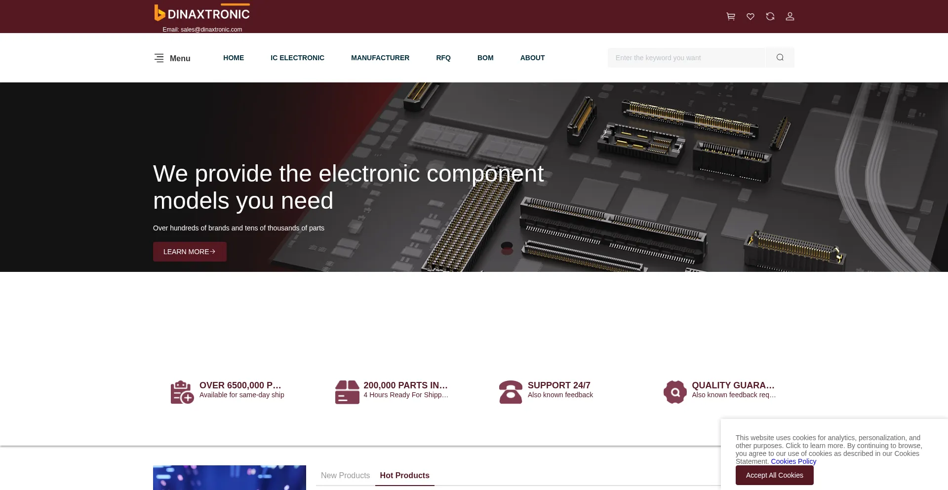 Website screenshot of Dinaxtronic.com