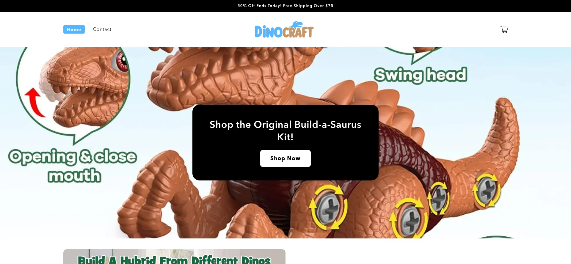 Website screenshot of Dinocraft.co