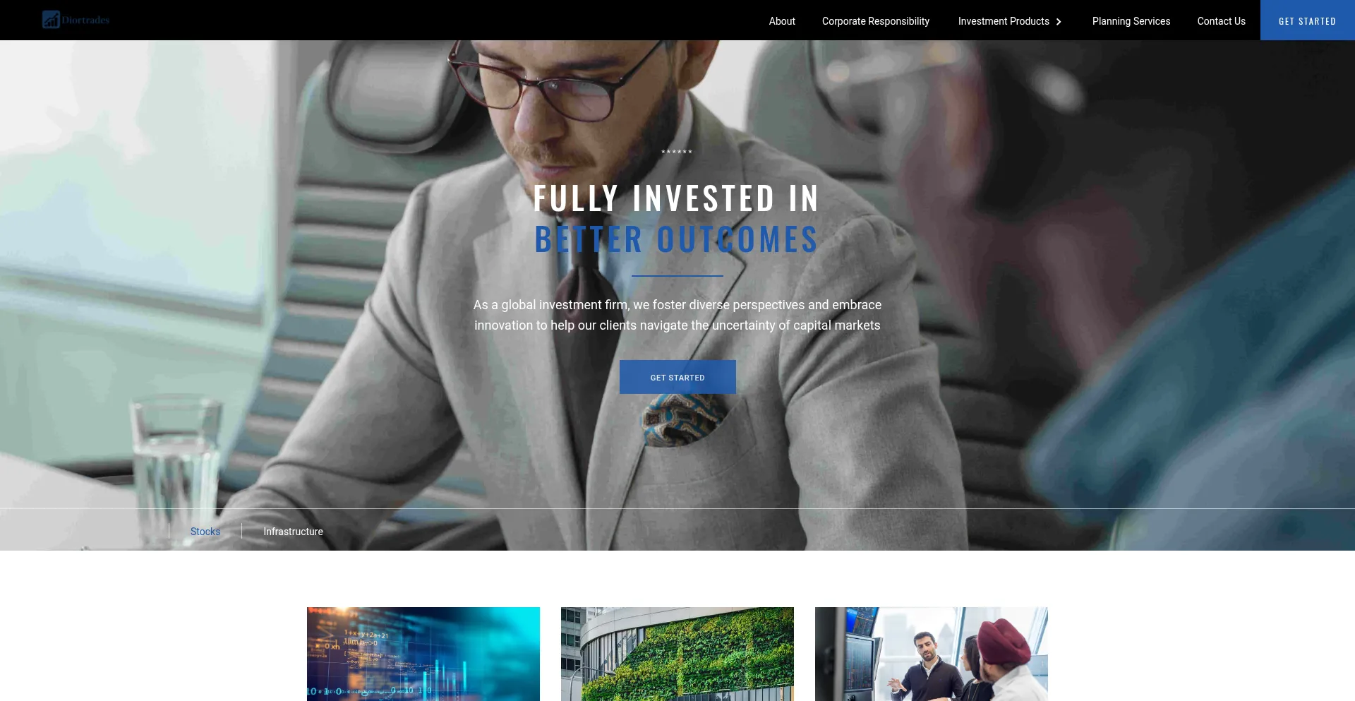 Website screenshot of Diortrades.com