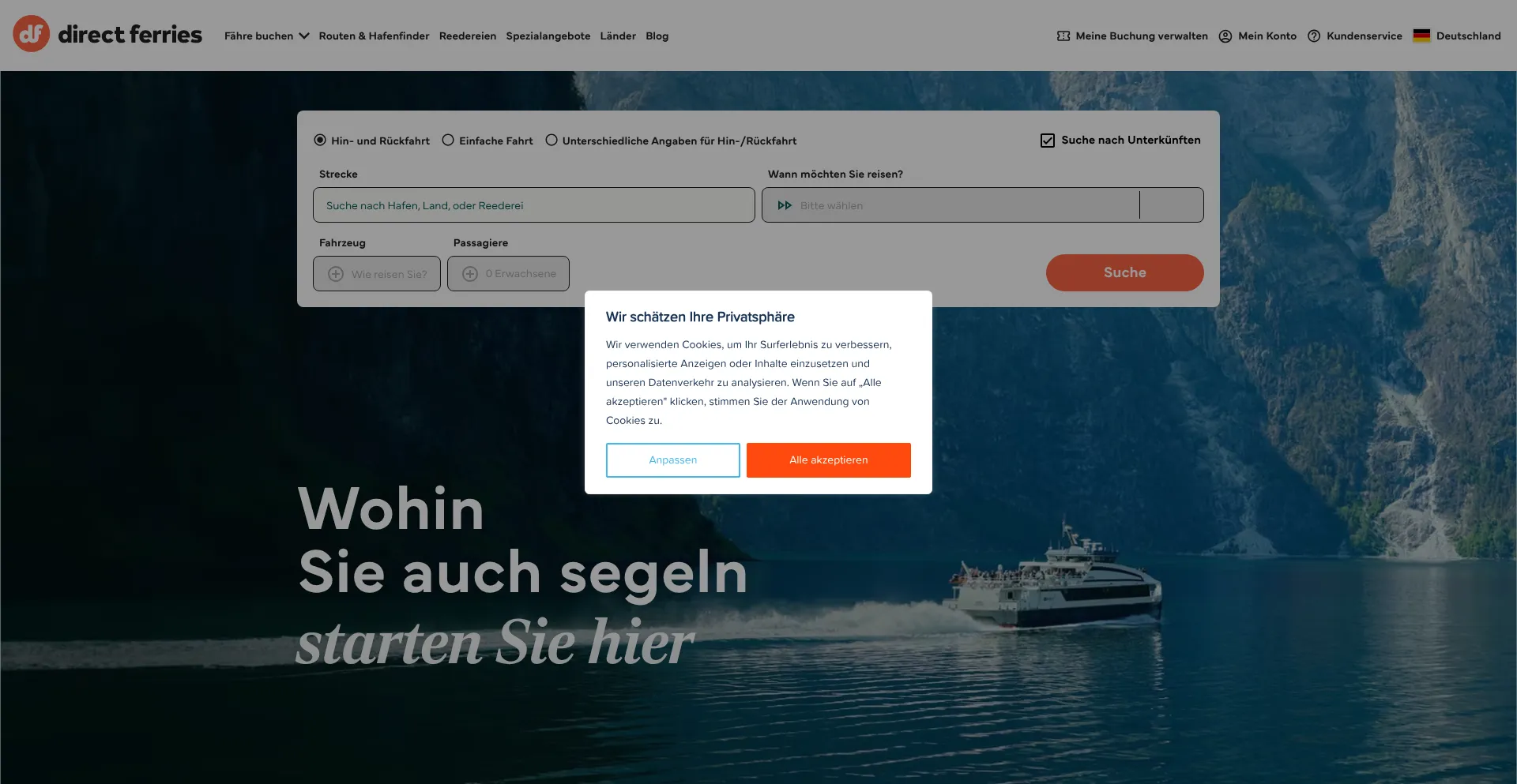 Directferries.de Screenshot