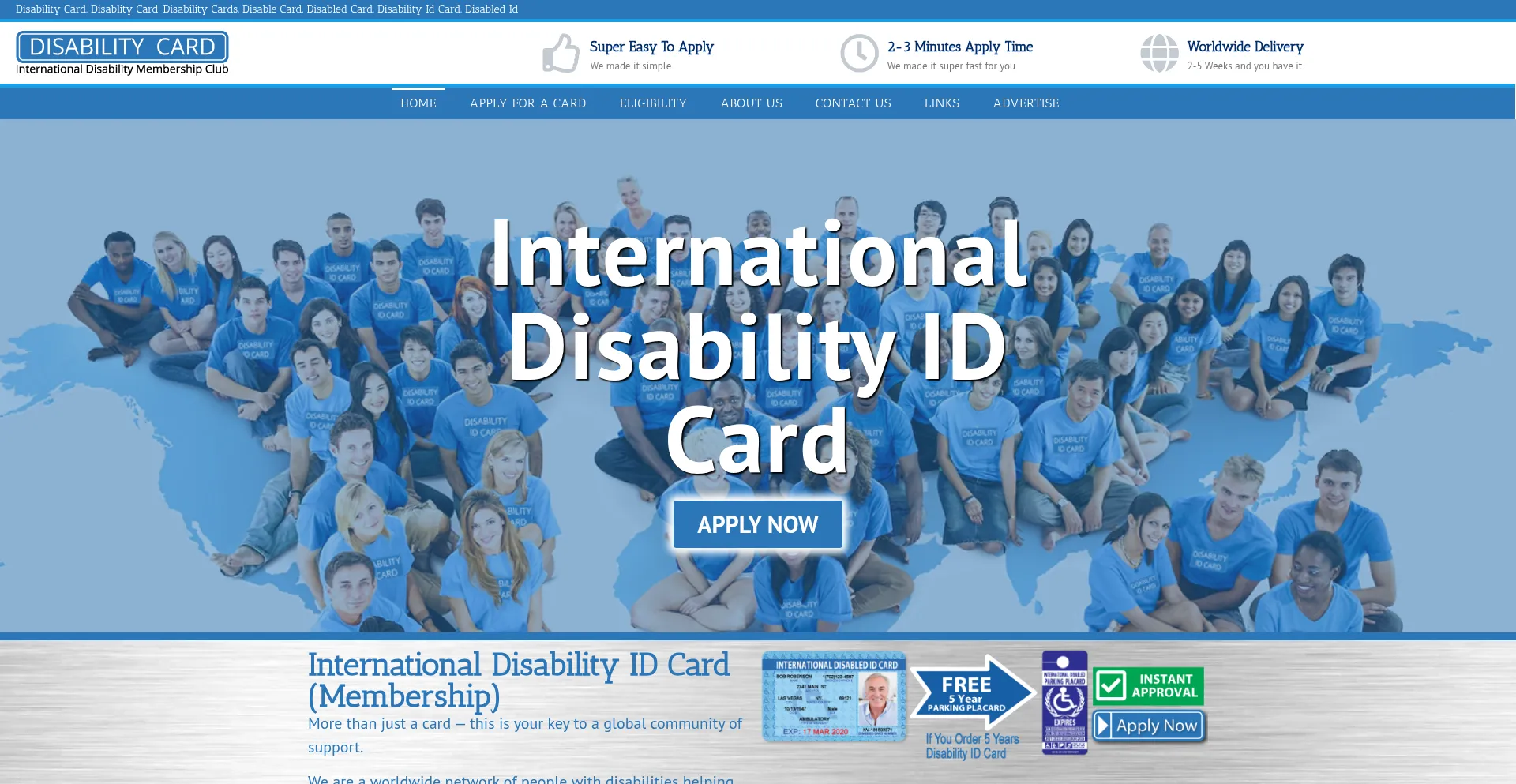 Website screenshot of Disability-card.com
