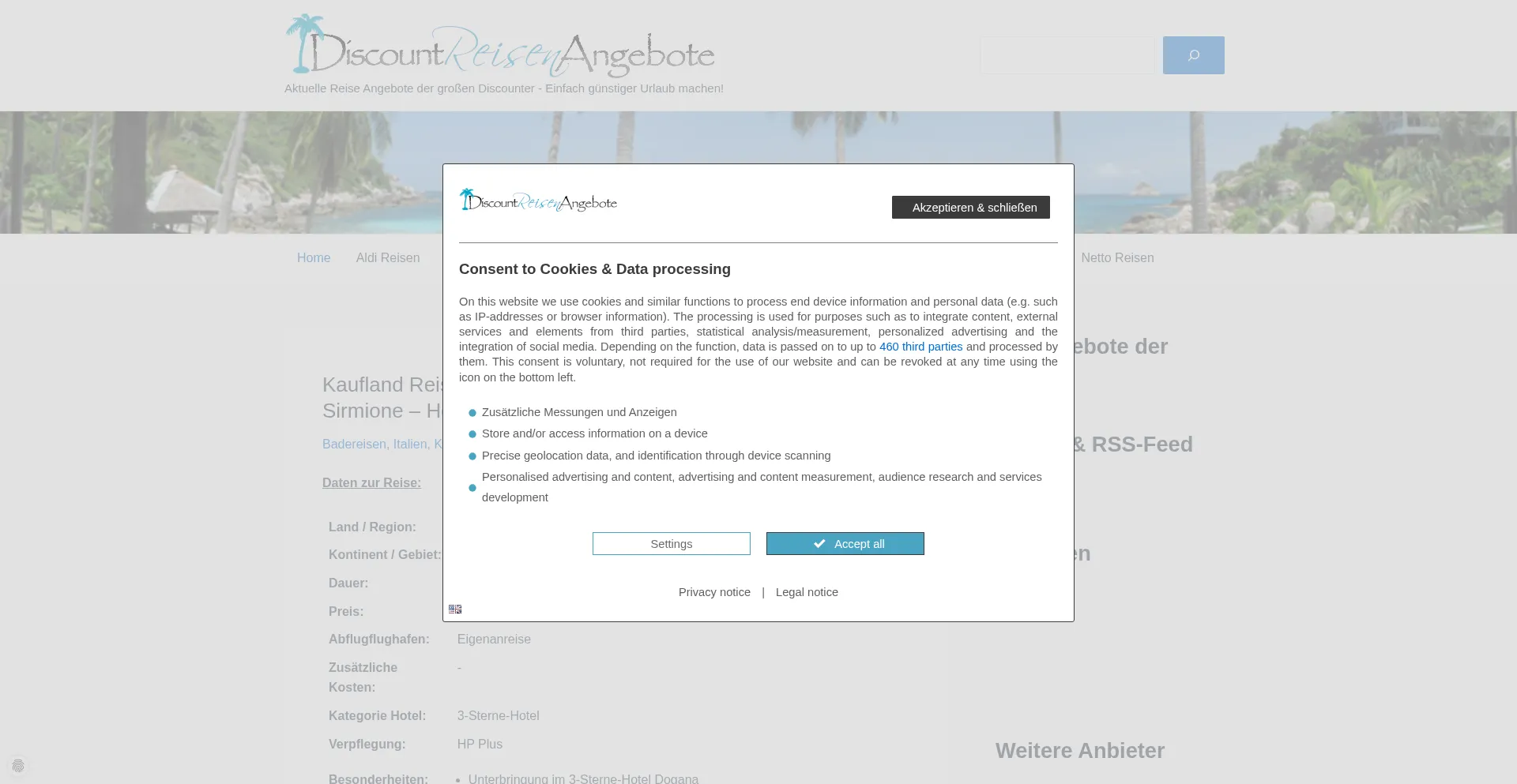 Website screenshot of Discount-reisen-angebote.de