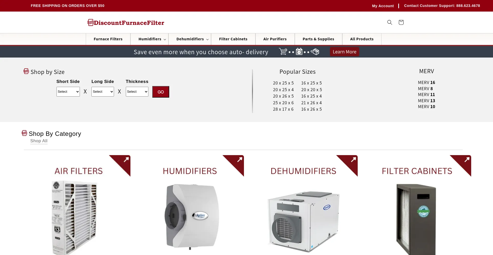 Website screenshot of Discountfurnacefilter.com