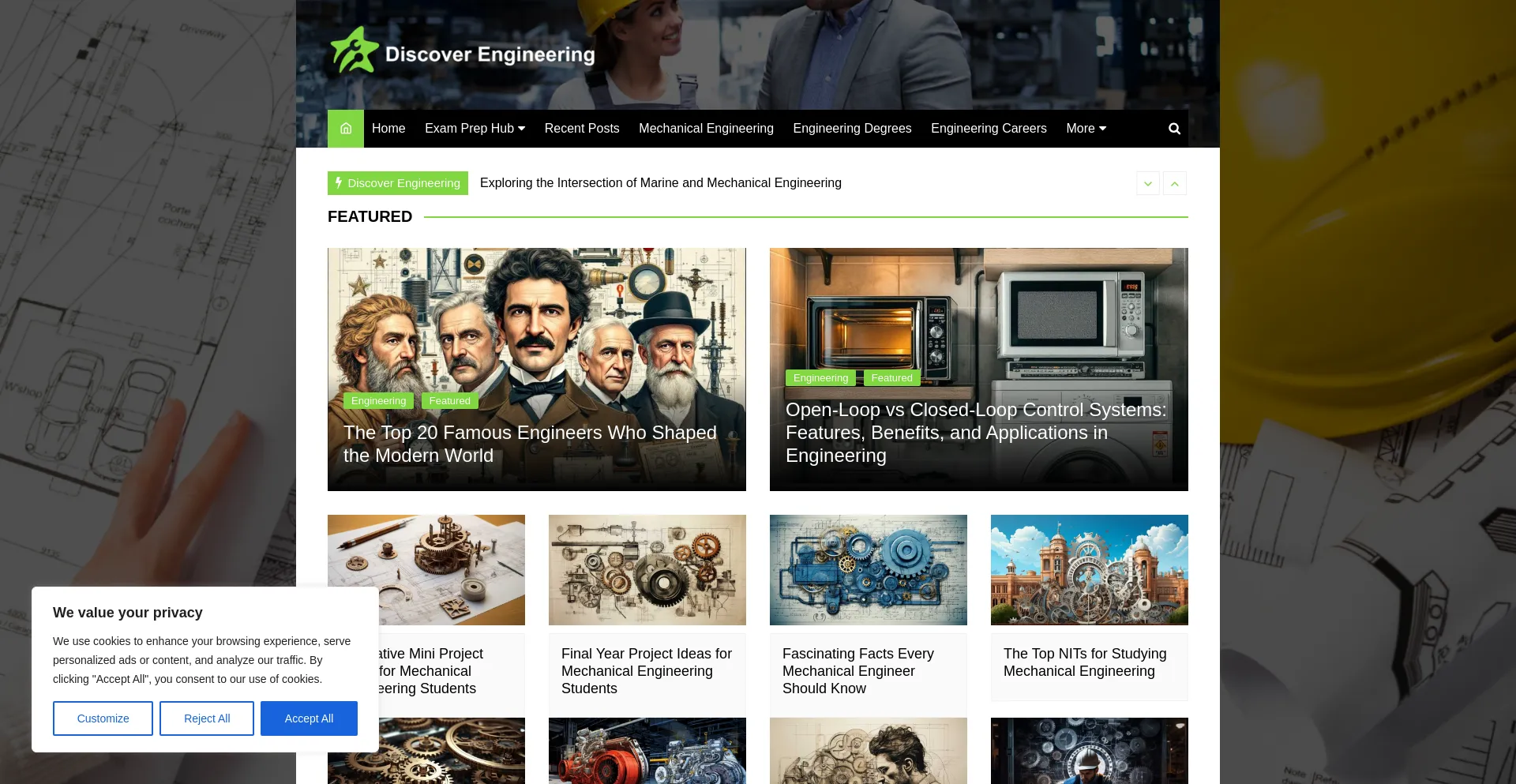 Website screenshot of Discoverengineering.org