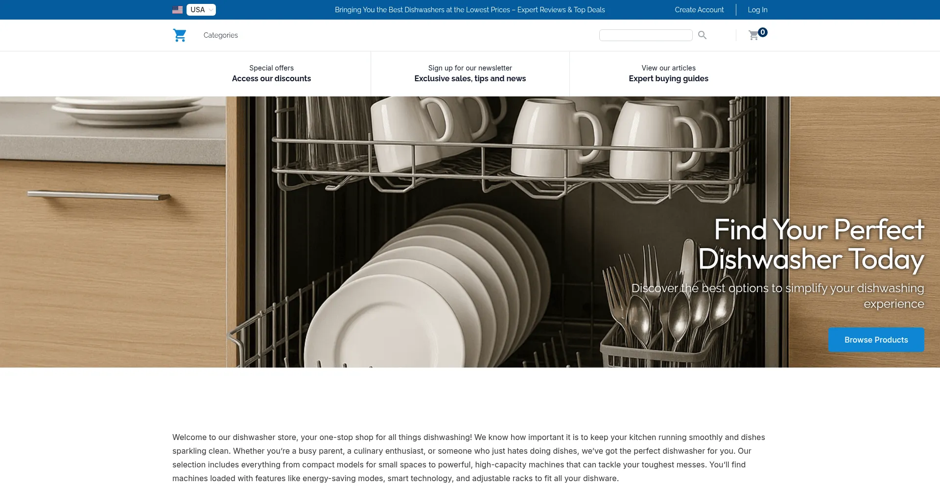 Website screenshot of Dishwasherguide.com