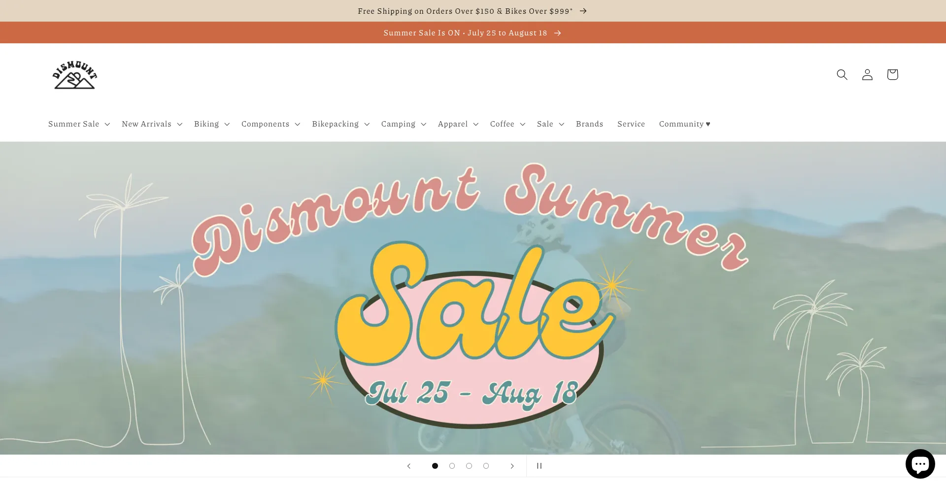 Website screenshot of Dismountbikeshop.com