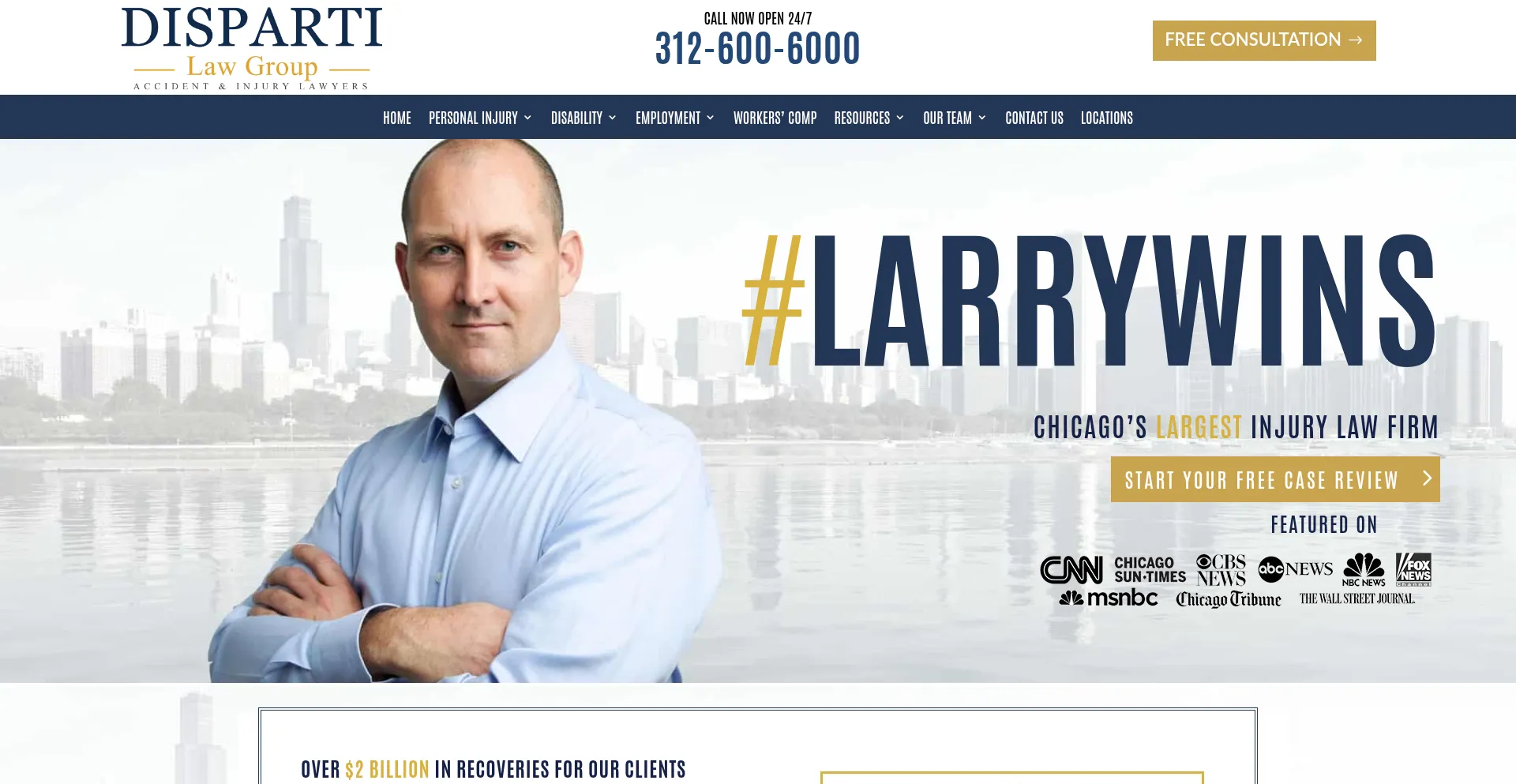Website screenshot of Dispartilaw.com