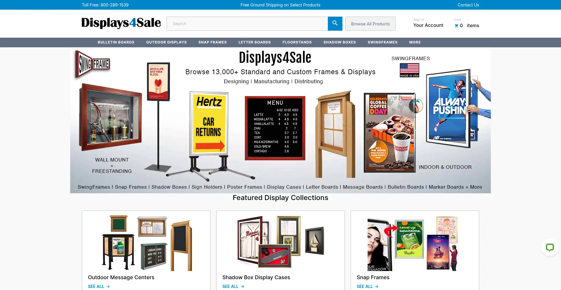 Website screenshot of Displays4sale.com