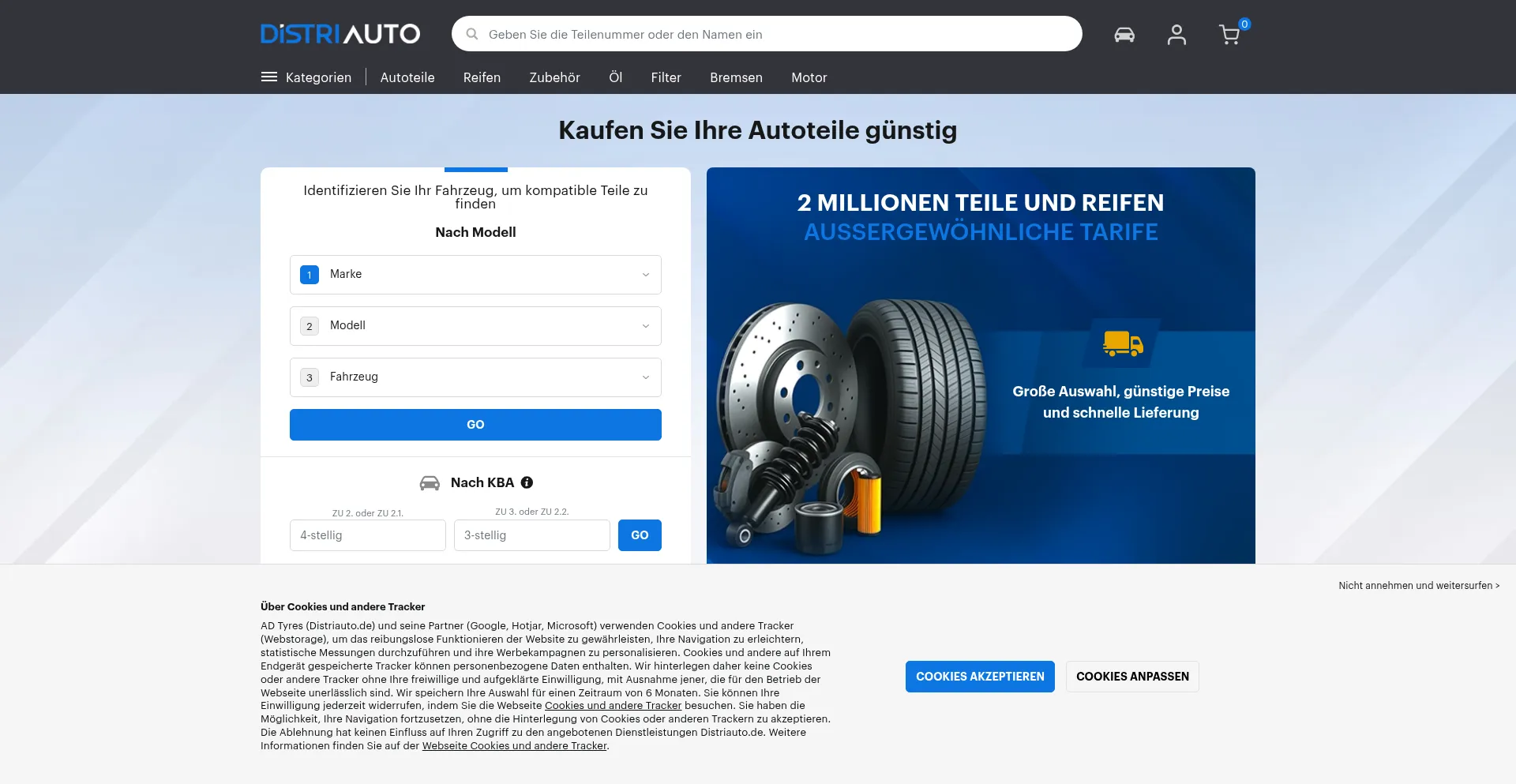Website screenshot of Distriauto.de