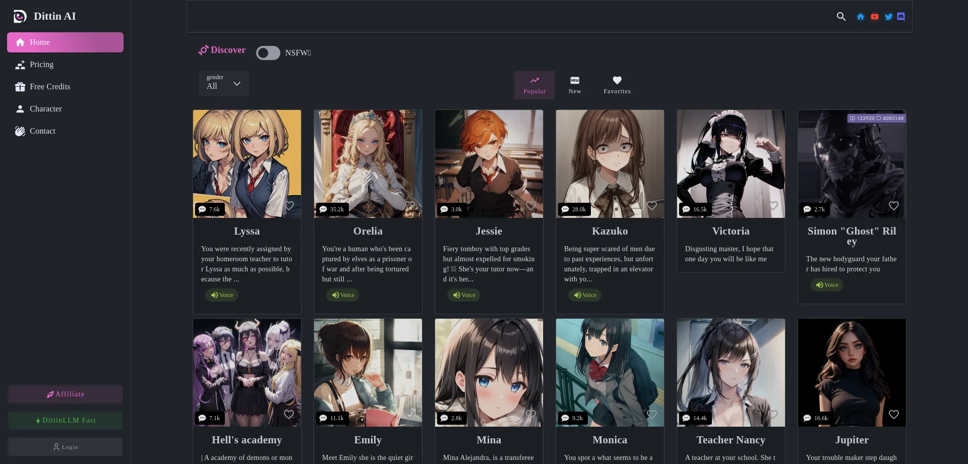Website screenshot of Dittin.ai