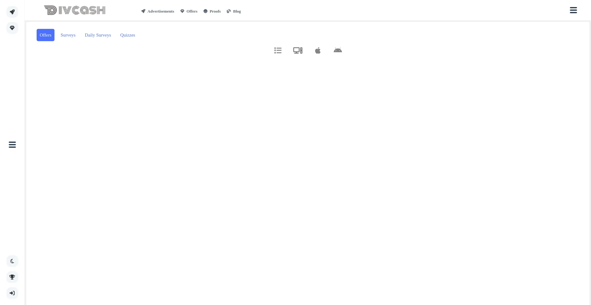 Website screenshot of Divcash.com