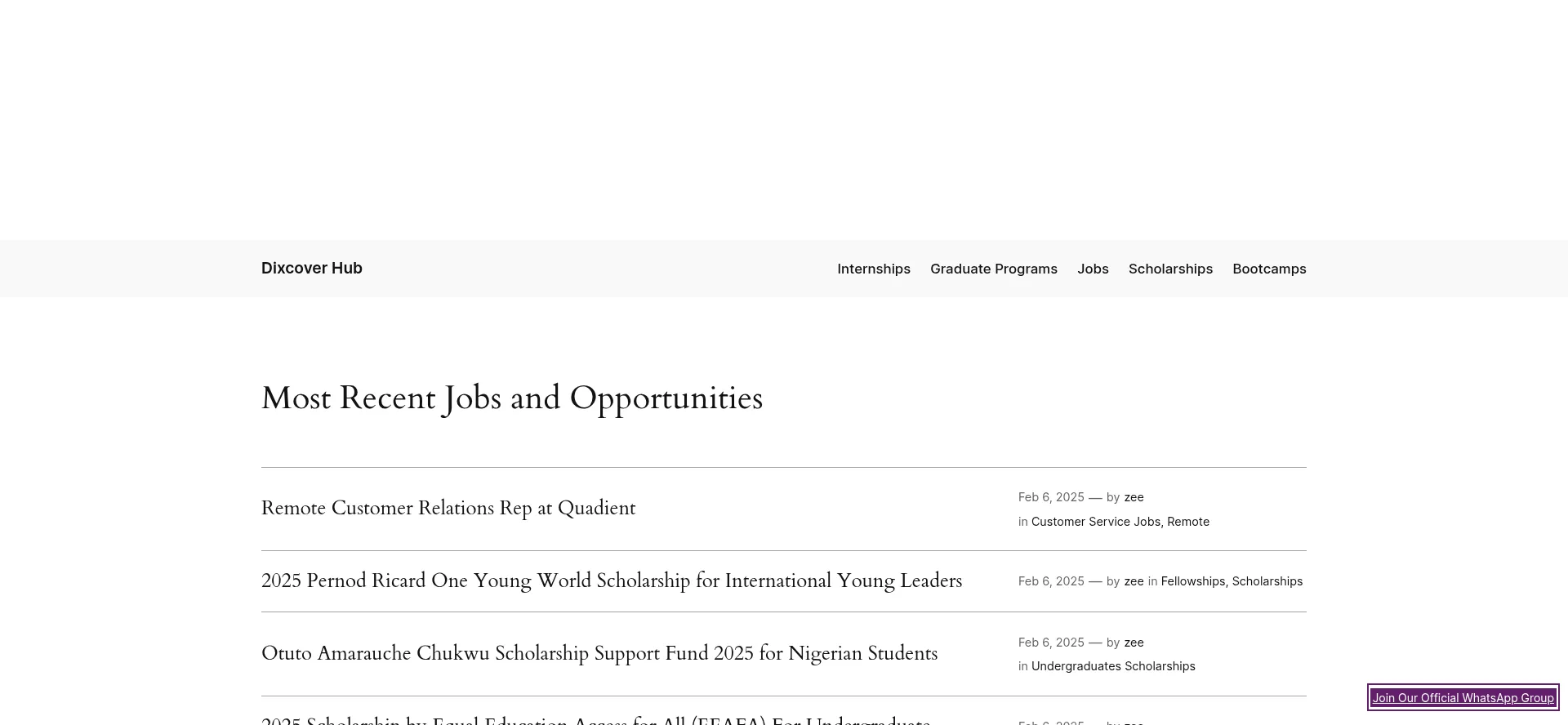 Website screenshot of Dixcoverhub.com.ng