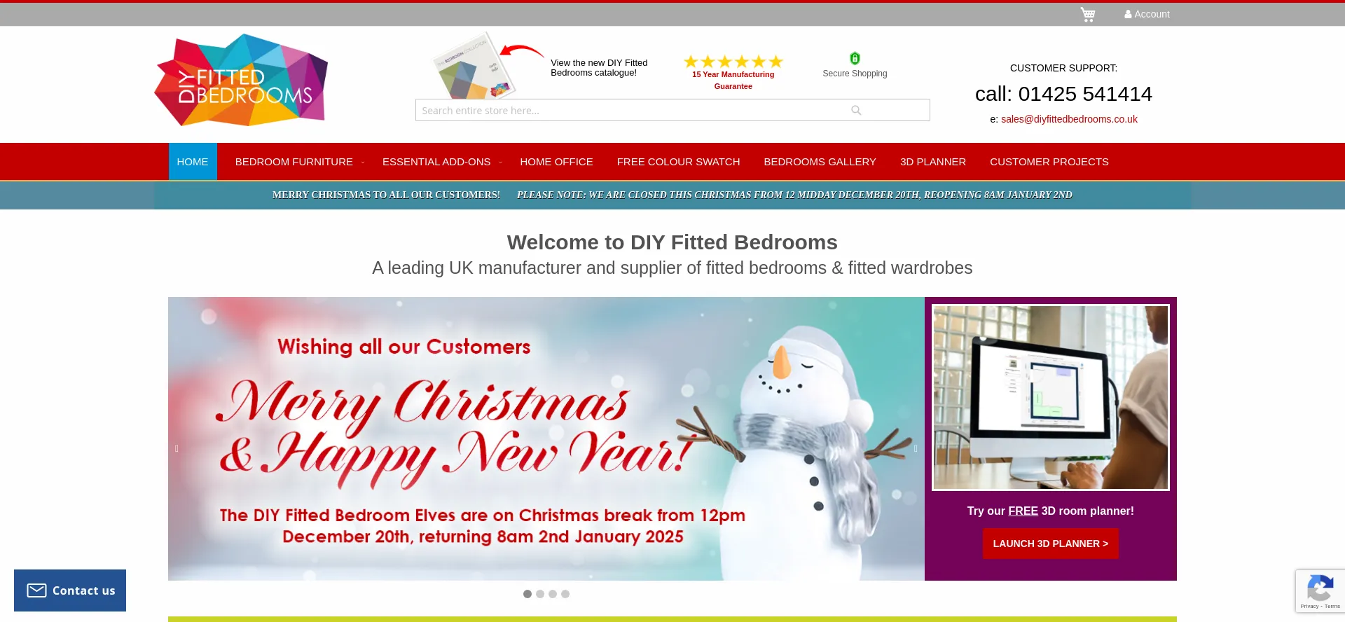 Website screenshot of Diyfittedbedrooms.co.uk