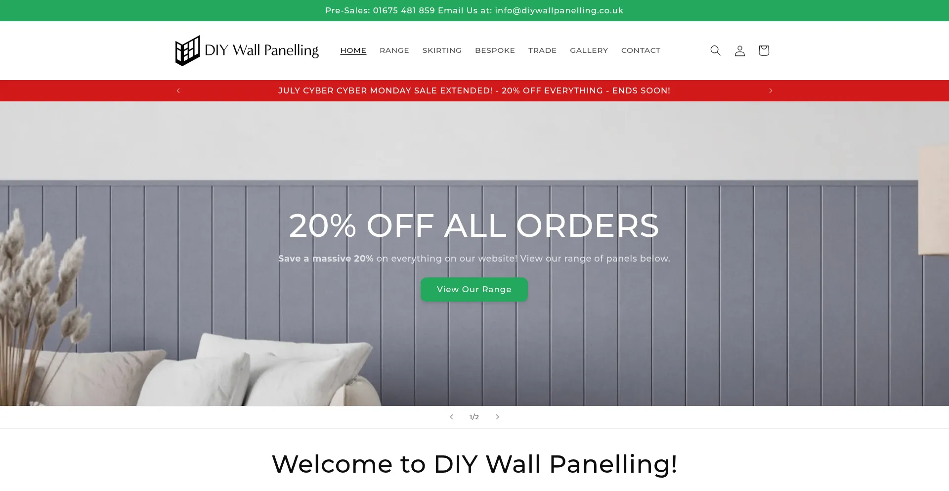 Website screenshot of Diywallpanelling.co.uk