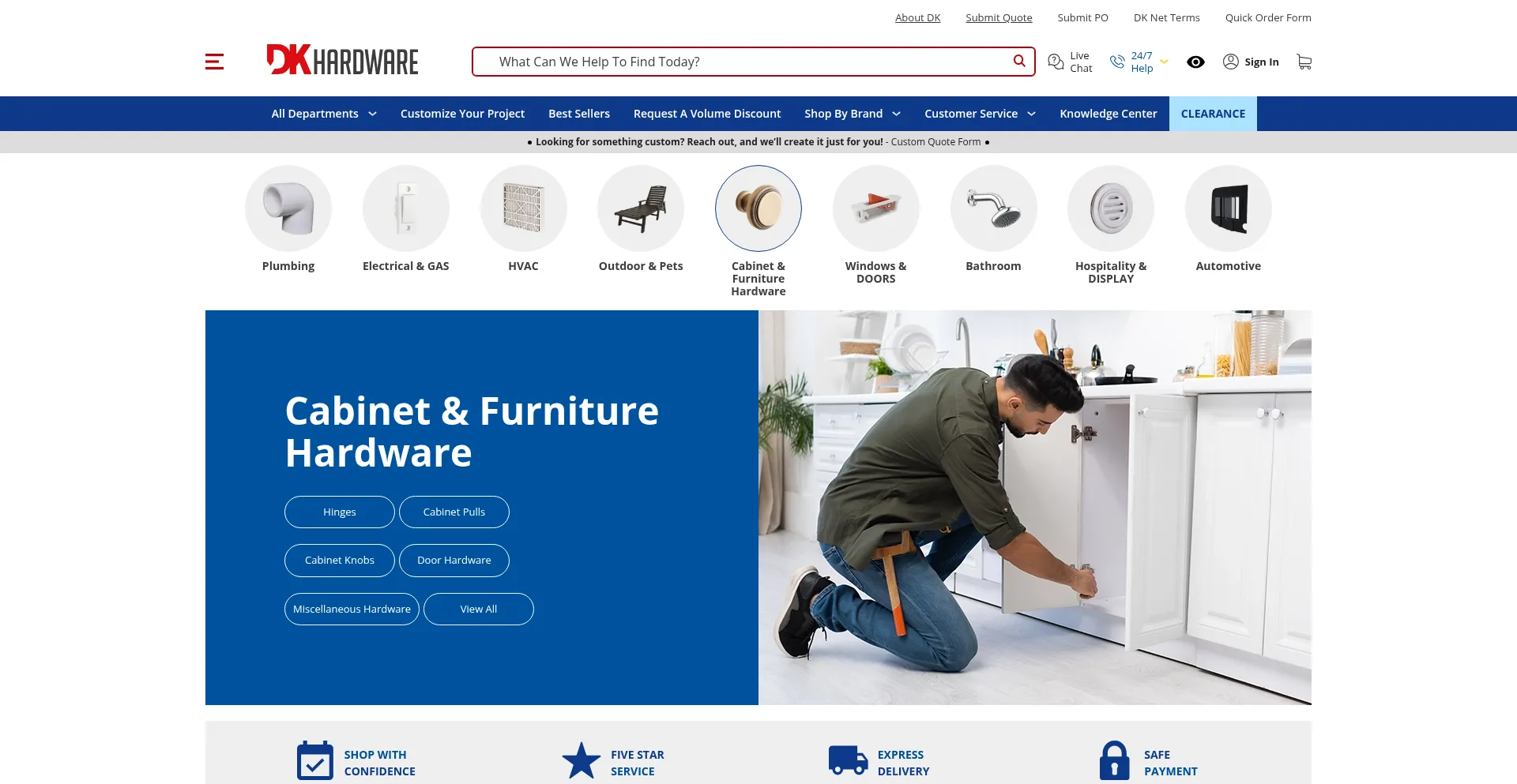 Website screenshot of Dkhardware.com