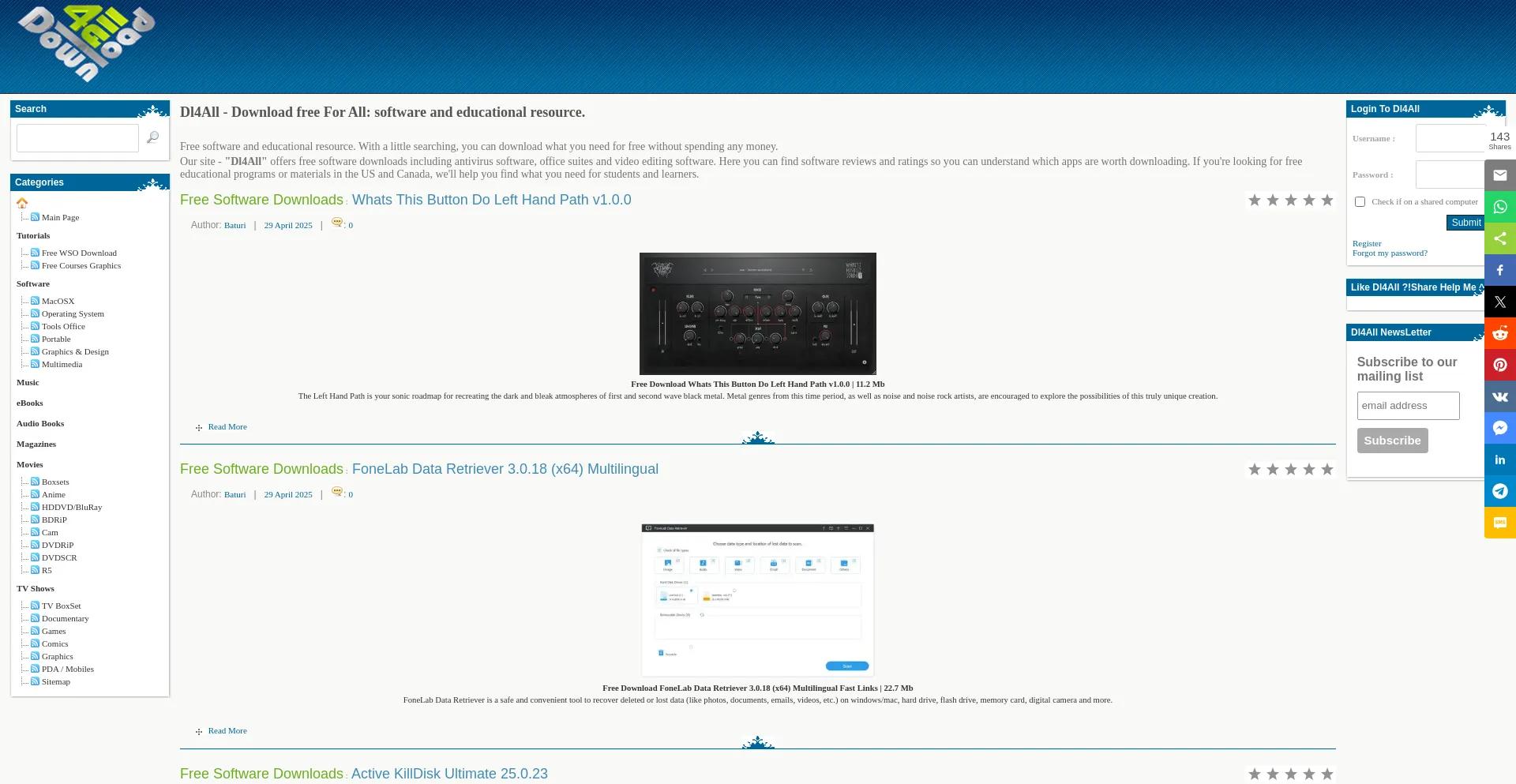 Website screenshot of Dl4all.org