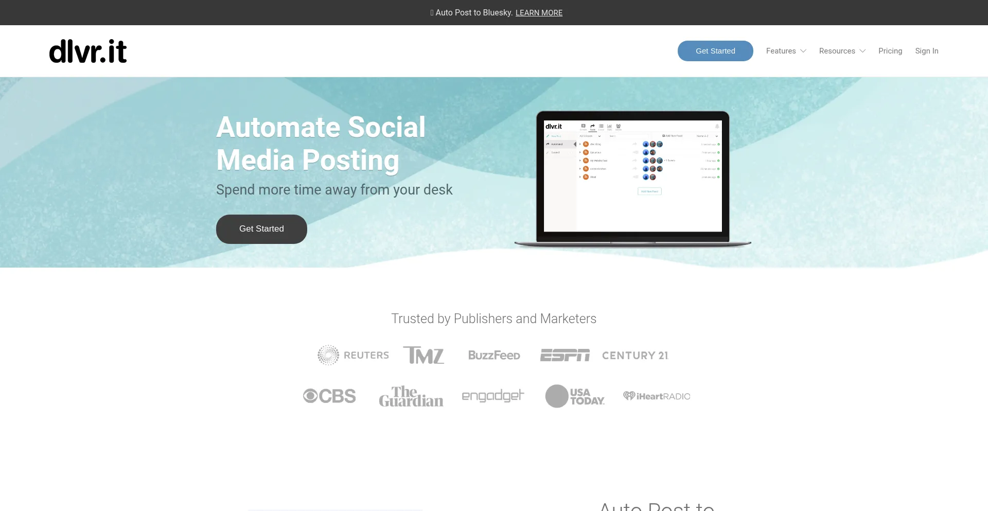 Website screenshot of Dlvr.it