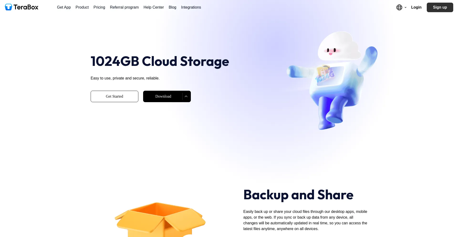 Website screenshot of Dm.terabox.com