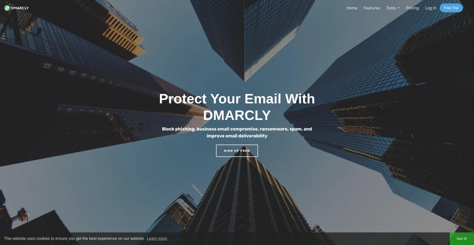 Website screenshot of Dmarcly.com