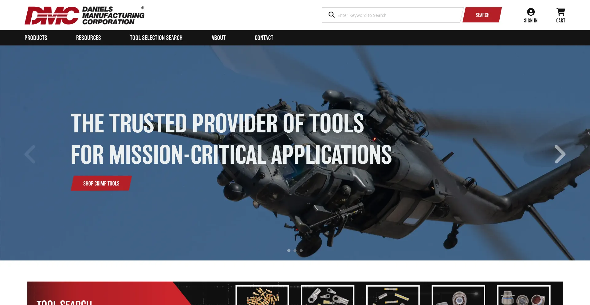 Website screenshot of Dmctools.com
