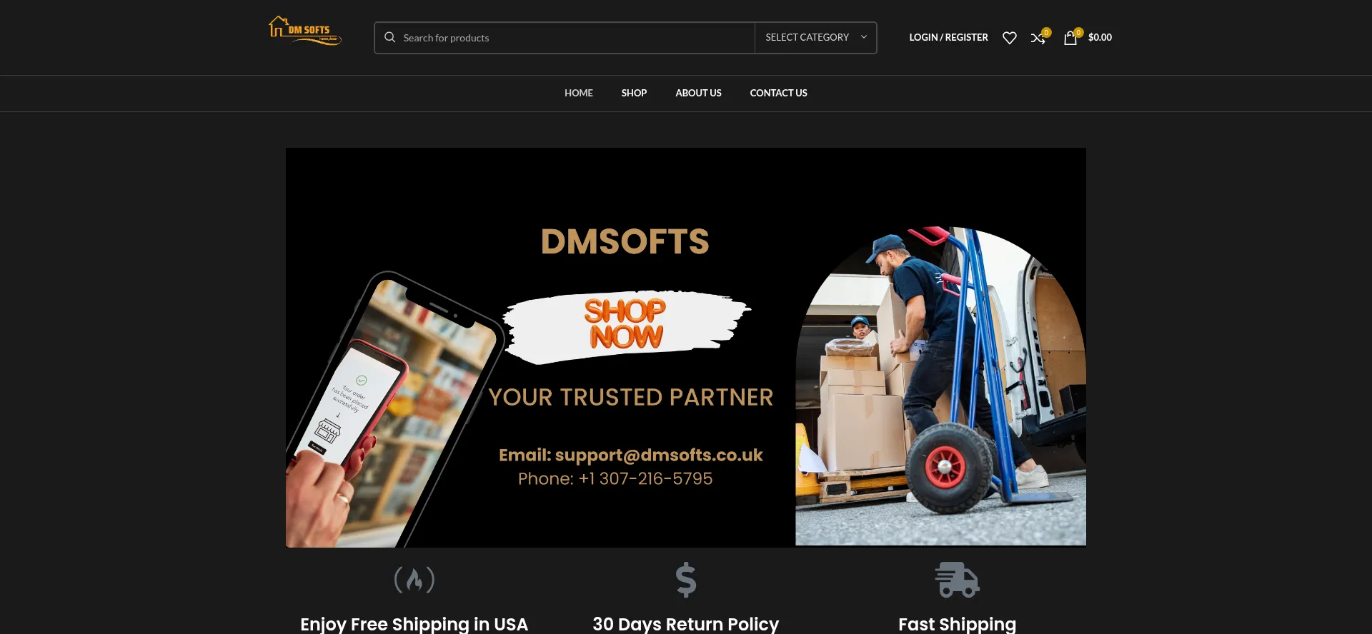 Website screenshot of Dmsofts.co.uk
