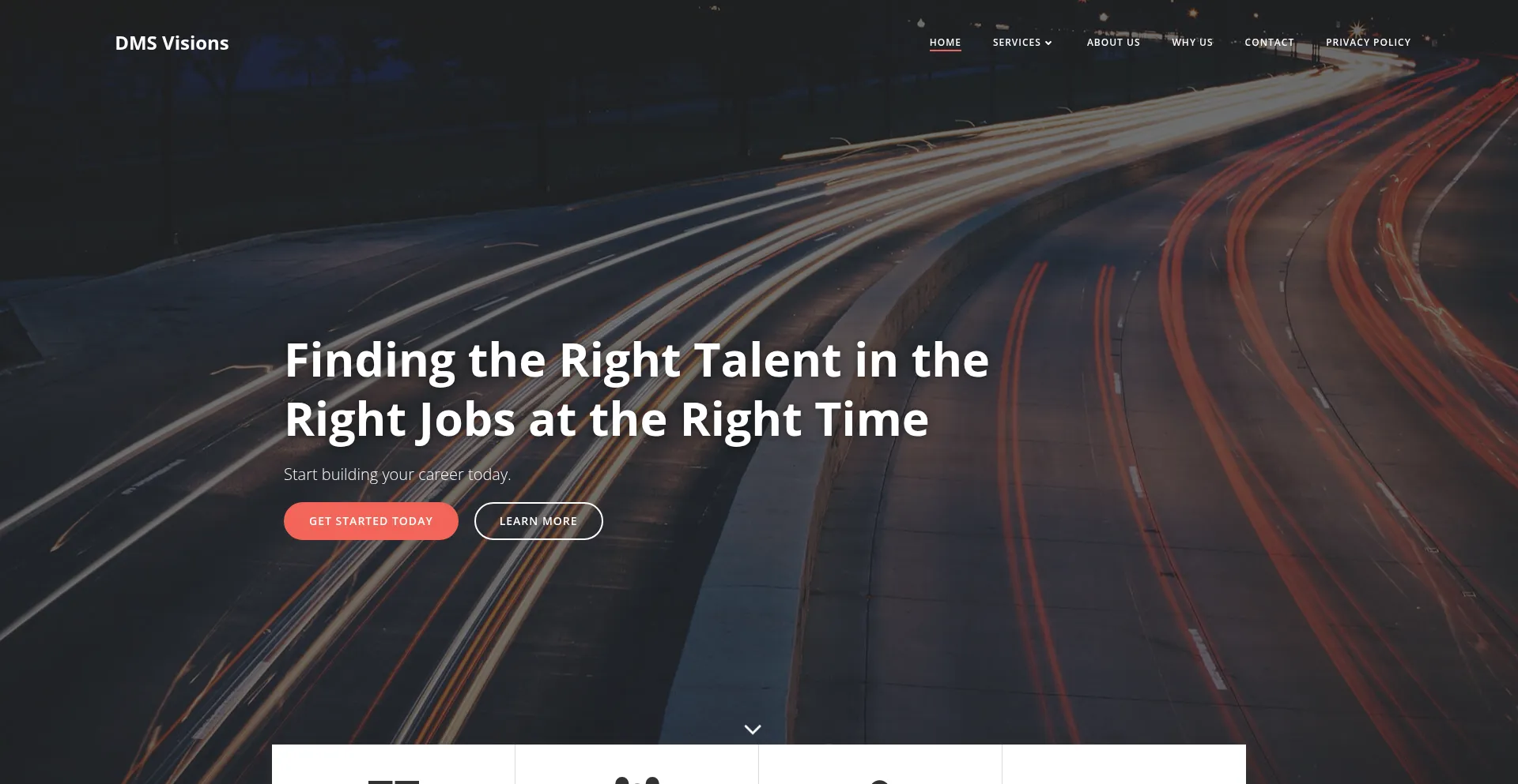 Website screenshot of Dmsvisions.com