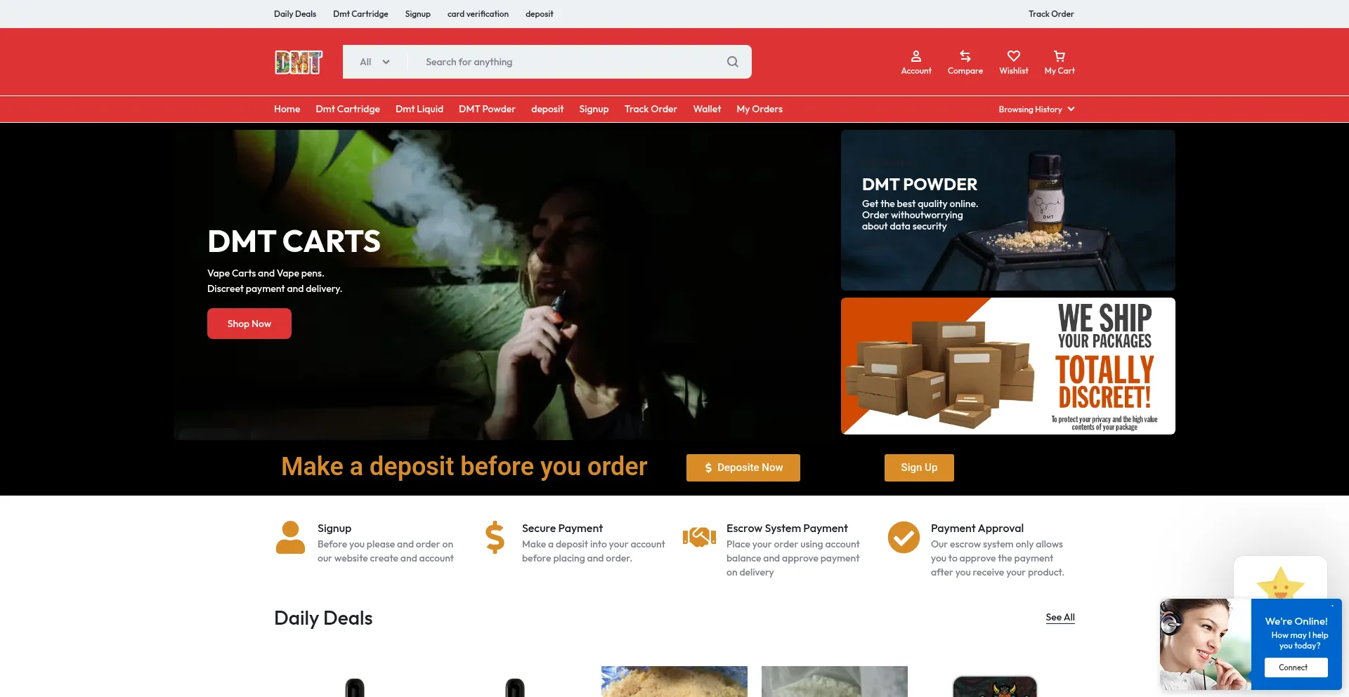 Website screenshot of Dmtofficial.com