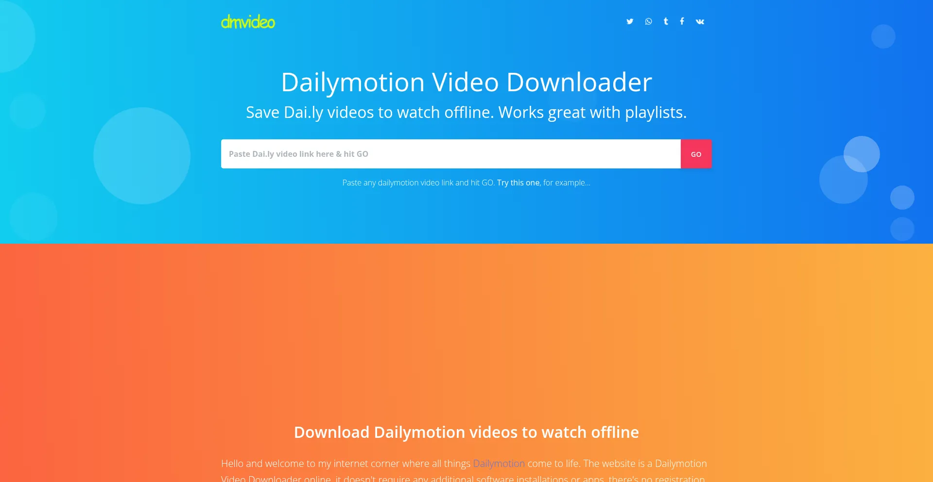 Website screenshot of Dmvideo.download