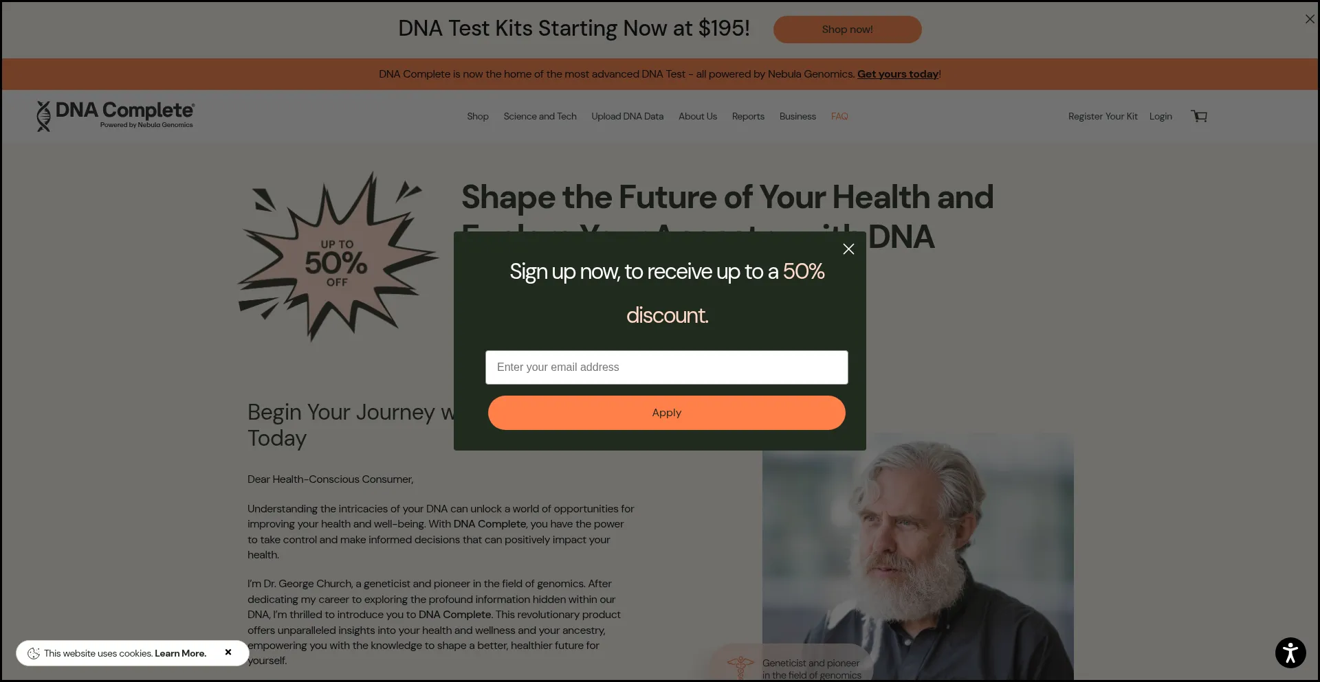 Website screenshot of Dnacomplete.com