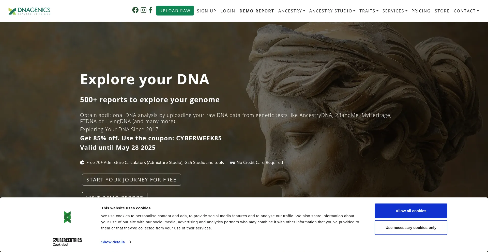 Website screenshot of Dnagenics.com