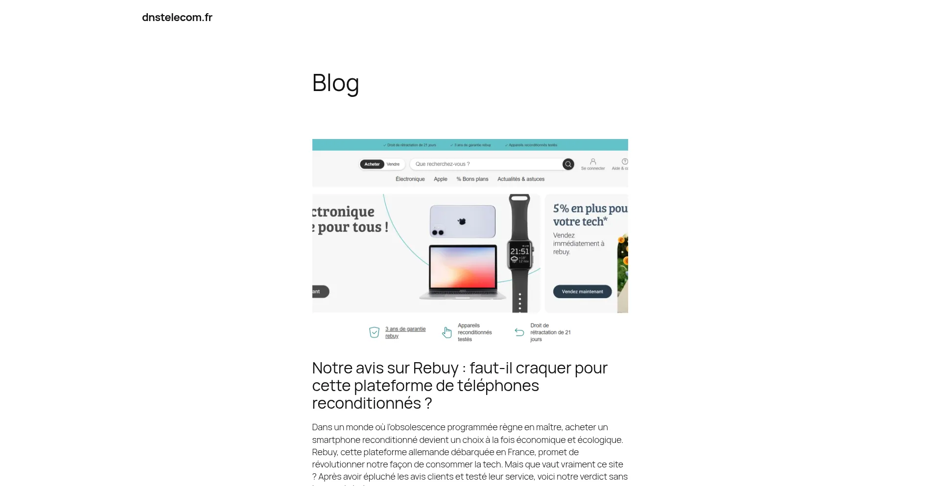 Website screenshot of Dnstelecom.fr