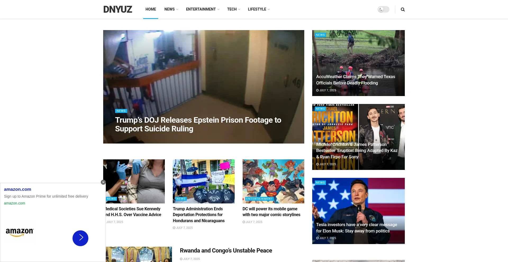 Website screenshot of Dnyuz.com