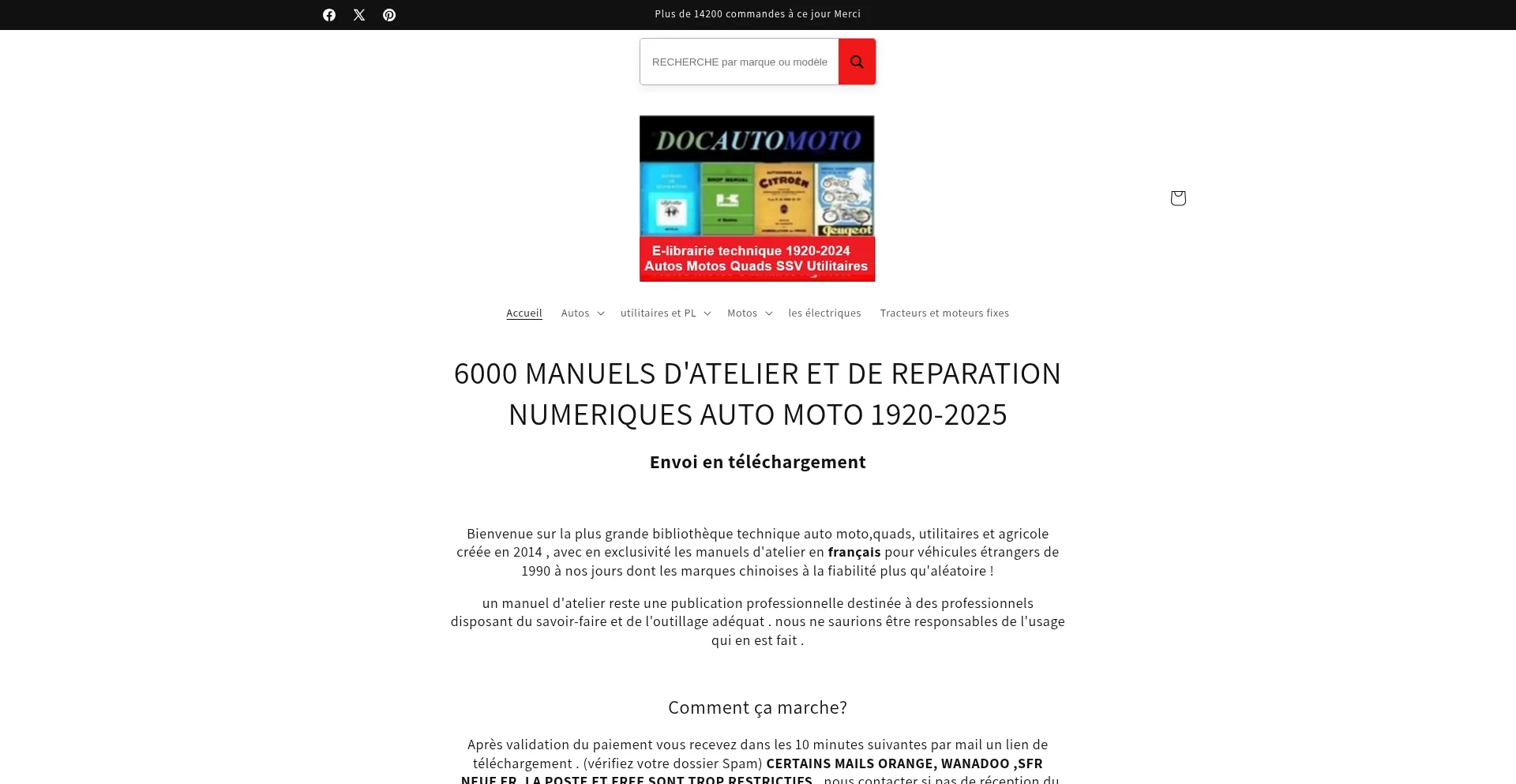 Website screenshot of Docautomoto.myshopify.com