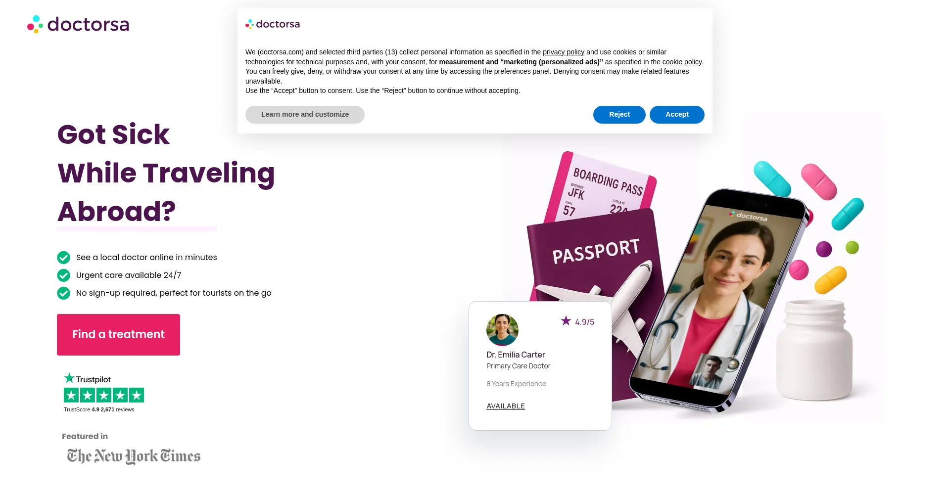 Website screenshot of Doctorsa.com